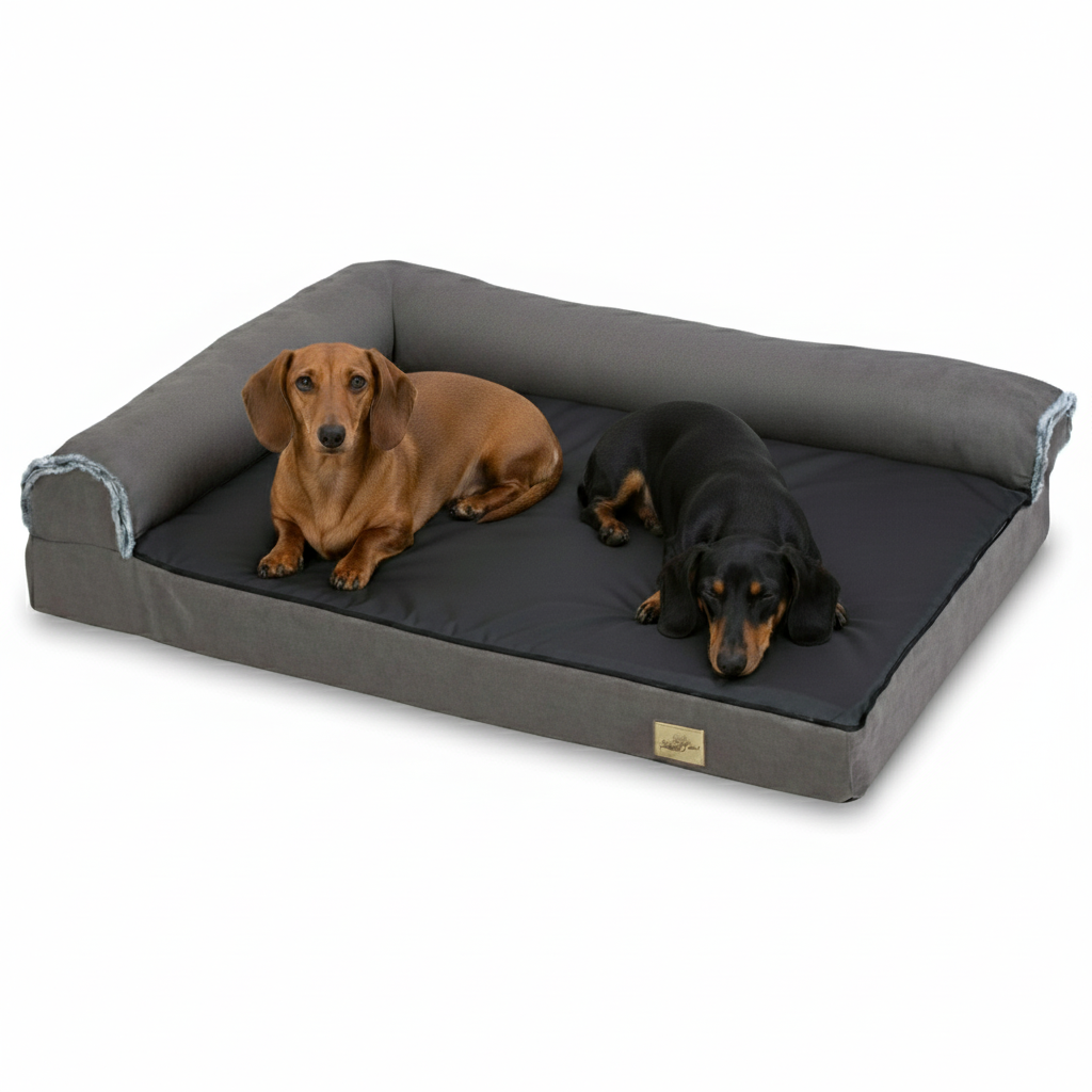 XL Orthopedic Memory Foam Dog Bed for Large Dogs with L-Shaped Bolster