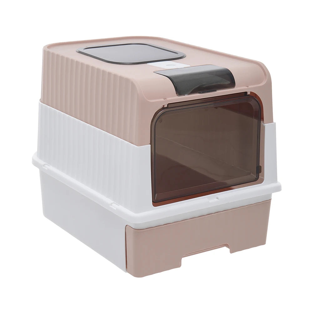 Enclosed Cat Litter Box with UV Sterilization, Pull-Out Tray & Double Entrance-Exit