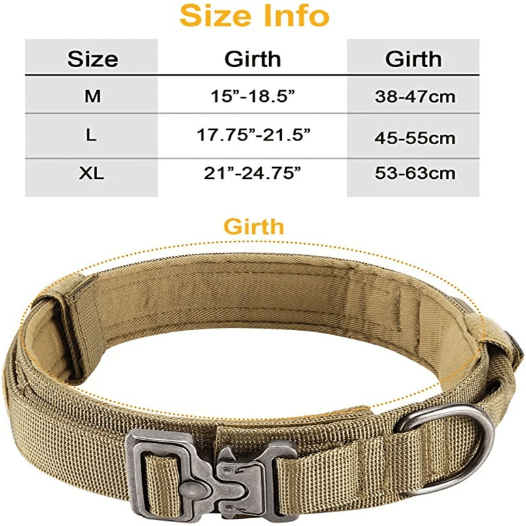 Heavy Duty Military-Style Tactical Dog Collar & Leash for Large & XL Dogs 18