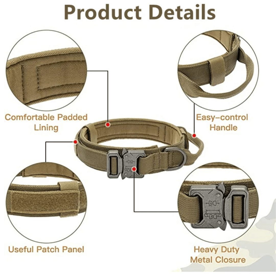 Heavy Duty Military-Style Tactical Dog Collar & Leash for Large & XL Dogs 9