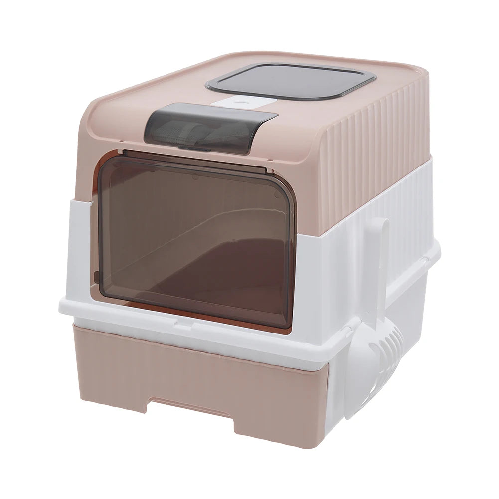 Enclosed Cat Litter Box with UV Sterilization, Pull-Out Tray & Double Entrance-Exit
