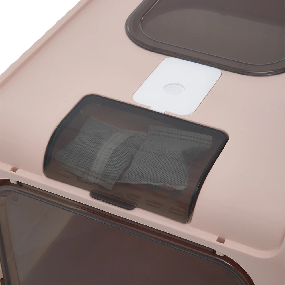 Enclosed Cat Litter Box with UV Sterilization, Pull-Out Tray & Double Entrance-Exit