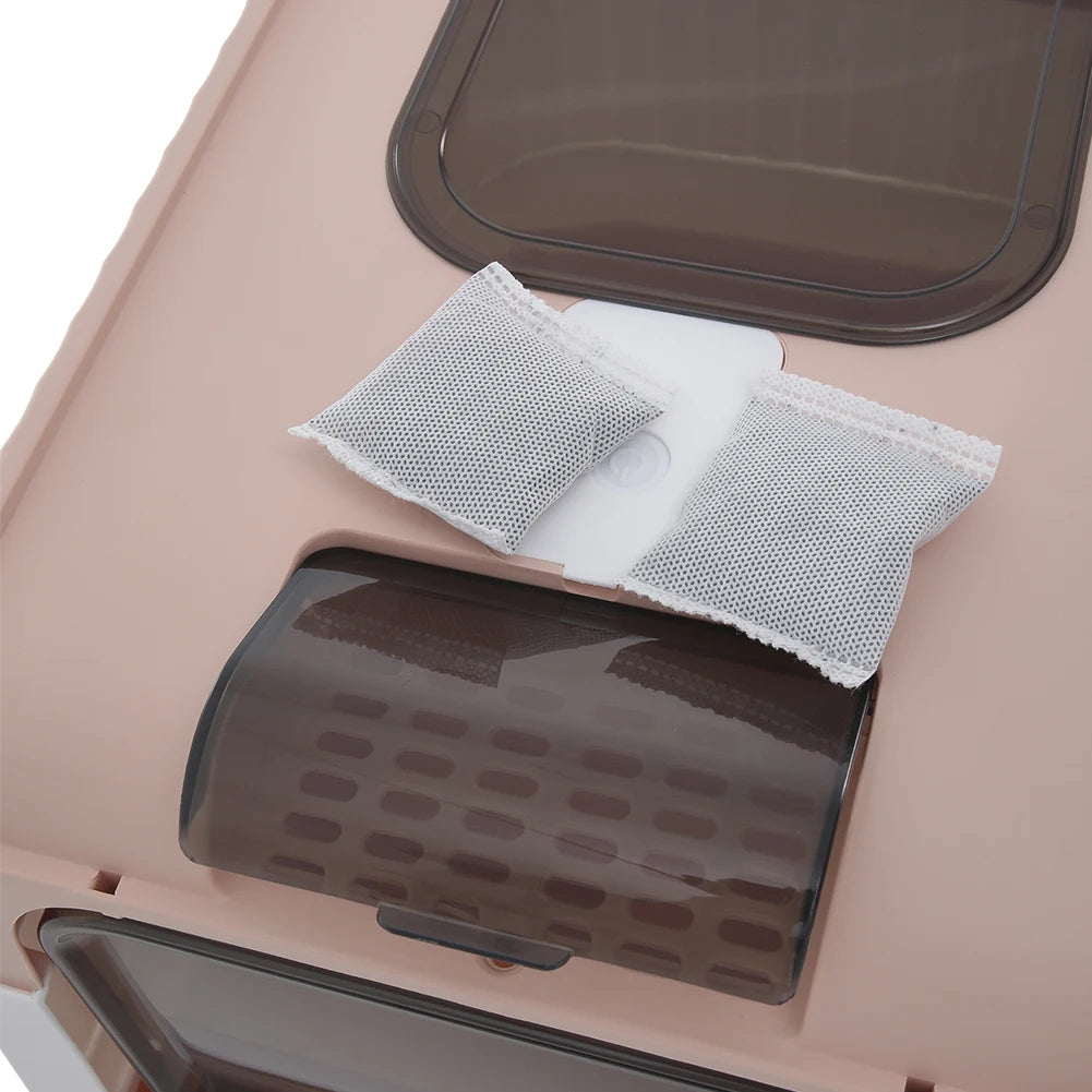 Enclosed Cat Litter Box with UV Sterilization, Pull-Out Tray & Double Entrance-Exit
