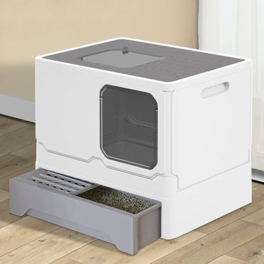 Enclosed Cat Litter Box with Pull-Out Tray & Double Entry 3
