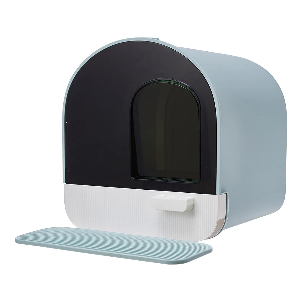 Aesthetic Cat Litter Box Enclosure with Pull-Out Tray, Front Entrance Spill-Pad & Scoop 4