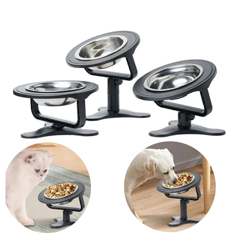 Adjustable Tilt & Height Raised Pet Bowl Stand with Stainless Steel Food Bowl 7