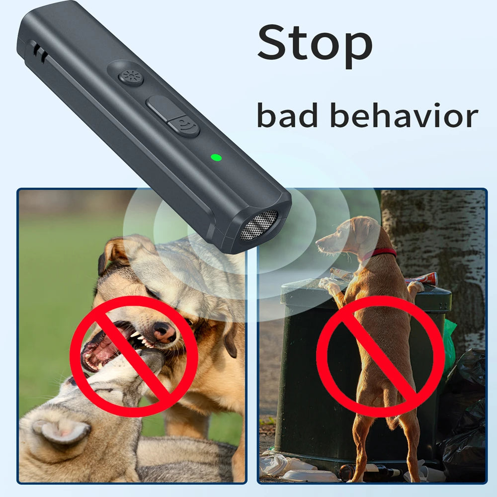 Slimline Ultrasonic Dog Bark Controller with Light & Buzzer | USB Rechargeable 5