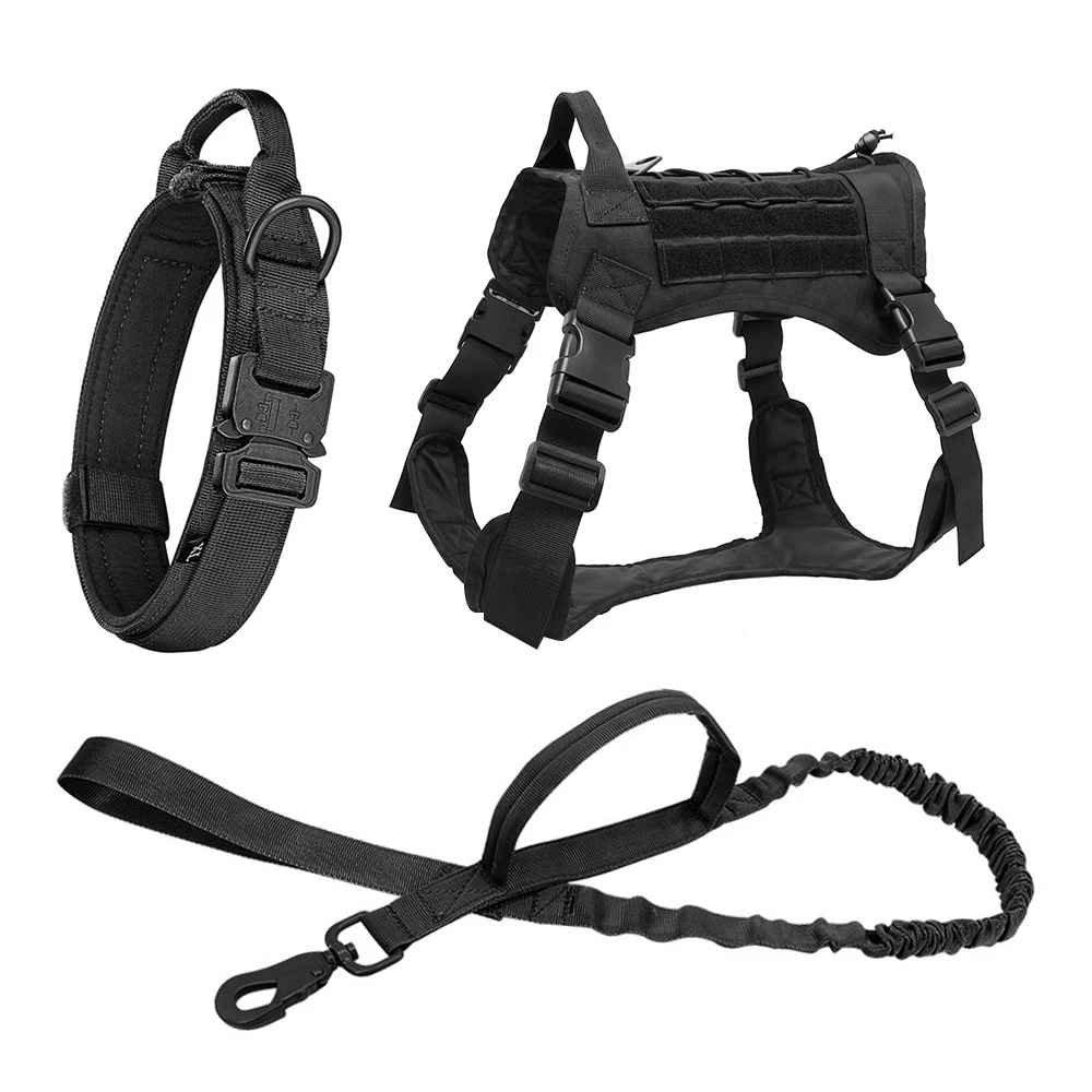 Large Dog Military-Style Dog Harness with Collar, Leash & Pouch Set | Tactical Dog Training Vest 6