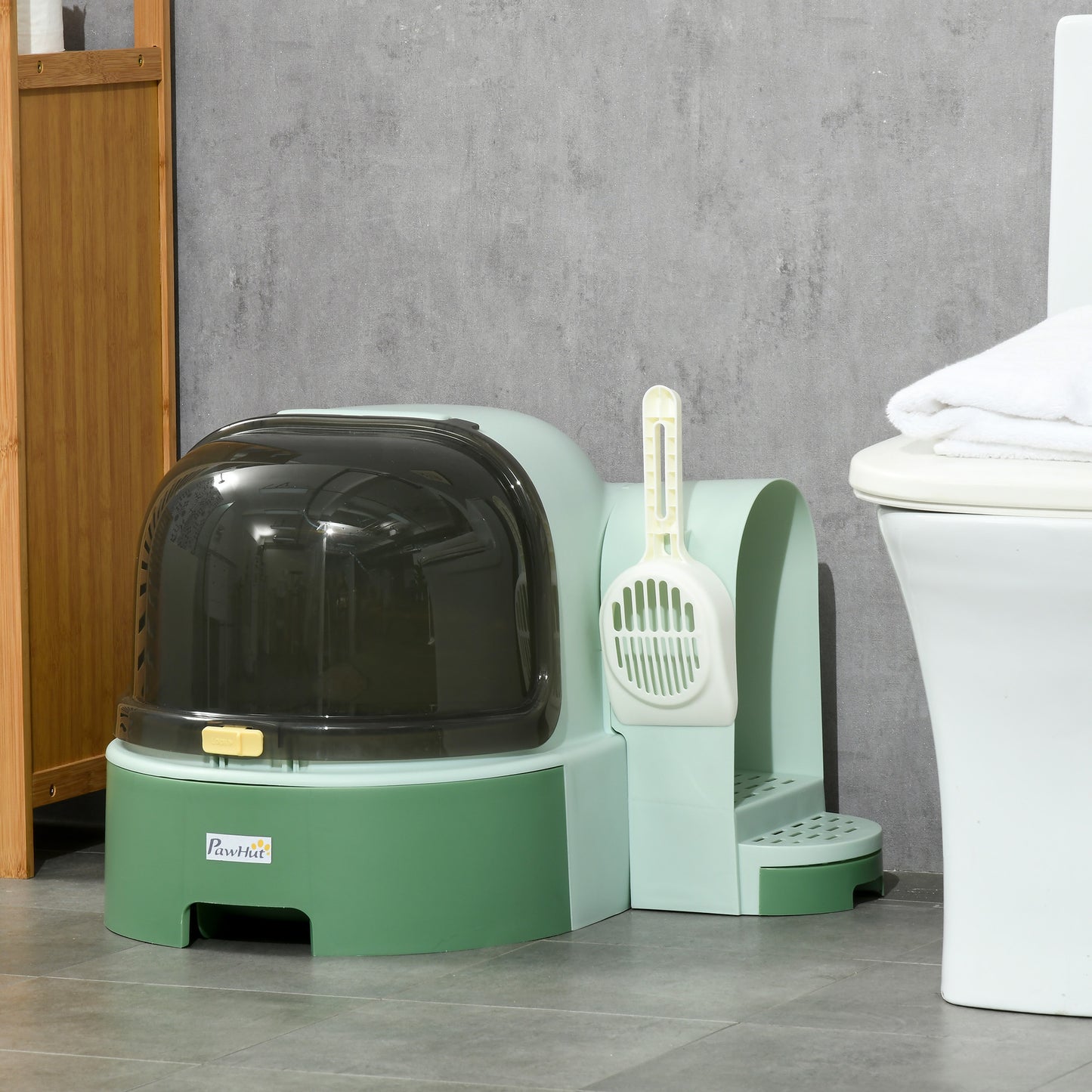 Flip-Cover Enclosed Cat Litter Box with Pull-Out Tray for Easy Cleaning