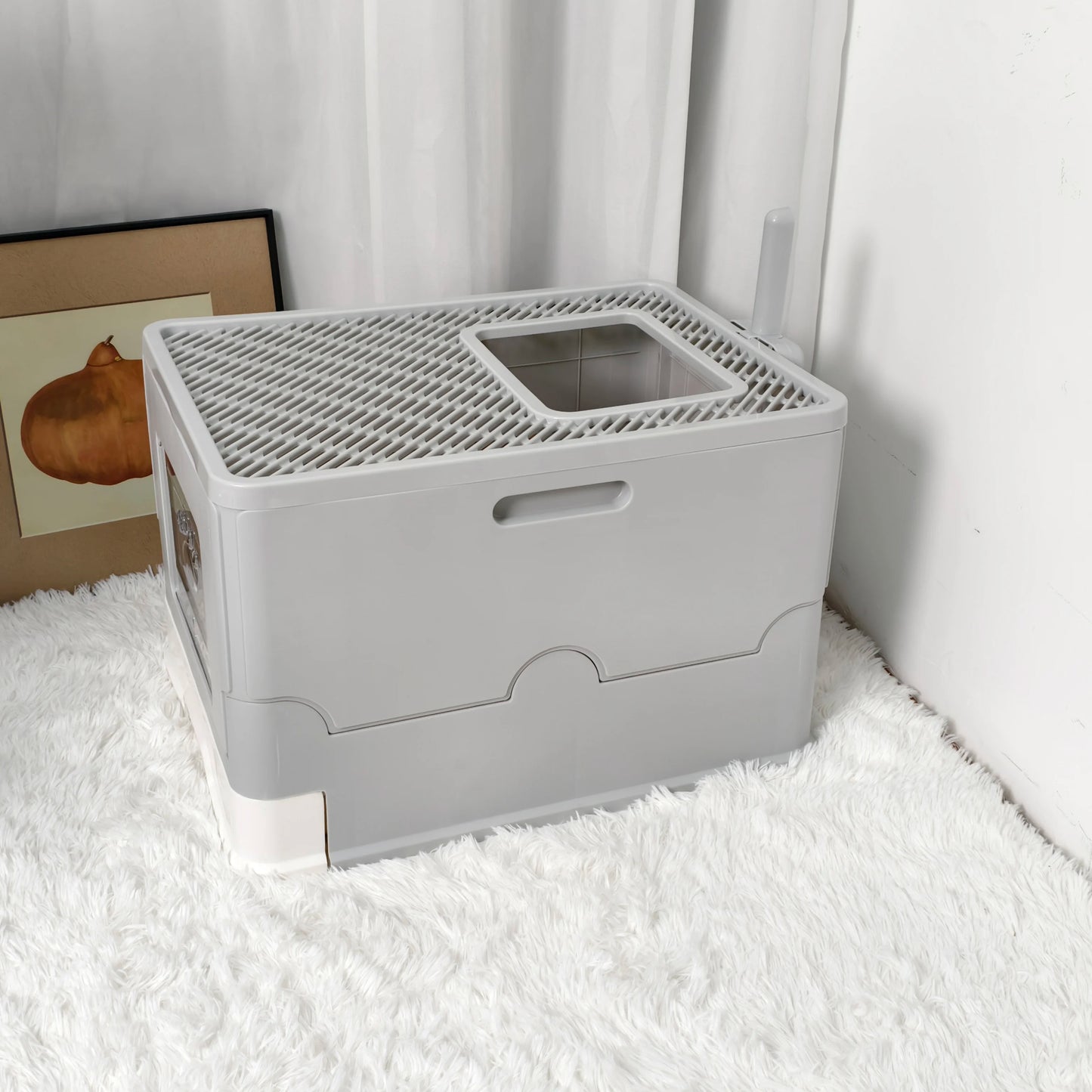 Cat Litter Box Enclosure with Double Entrance-Exit & Pull-Out Drawer Tray