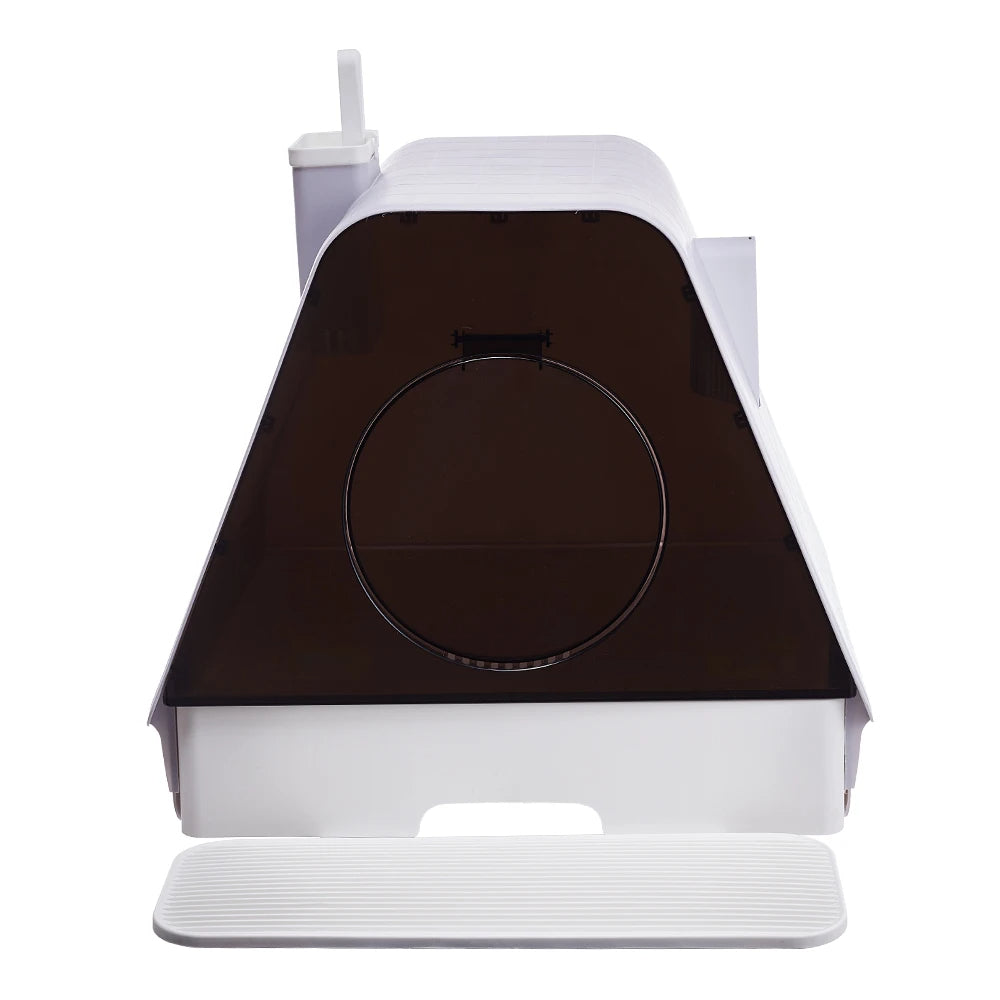 Modern House Enclosed Cat Litter Box with Pull-Out Tray, Mat & Built-In Scoop