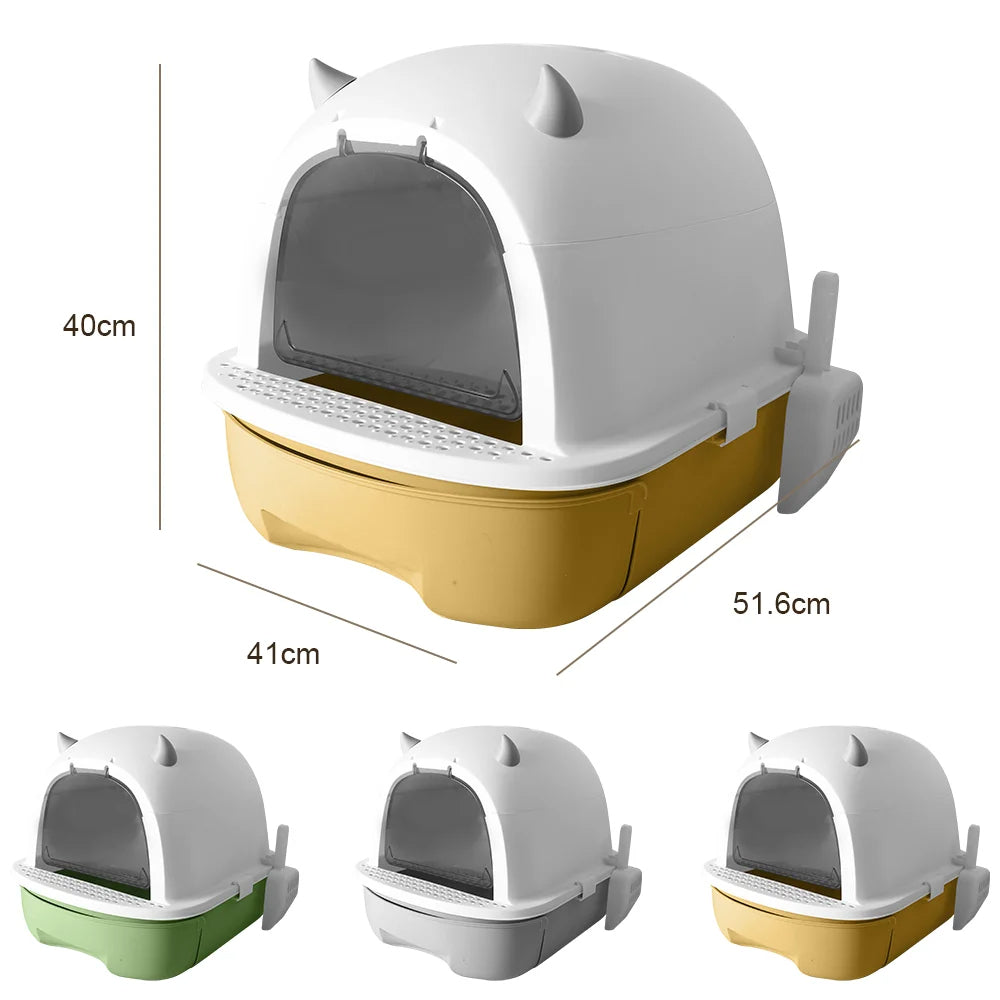 Enclosed Cat Litter Box with Swing Door & Pull-Out Tray Drawer | Scoop Included 9