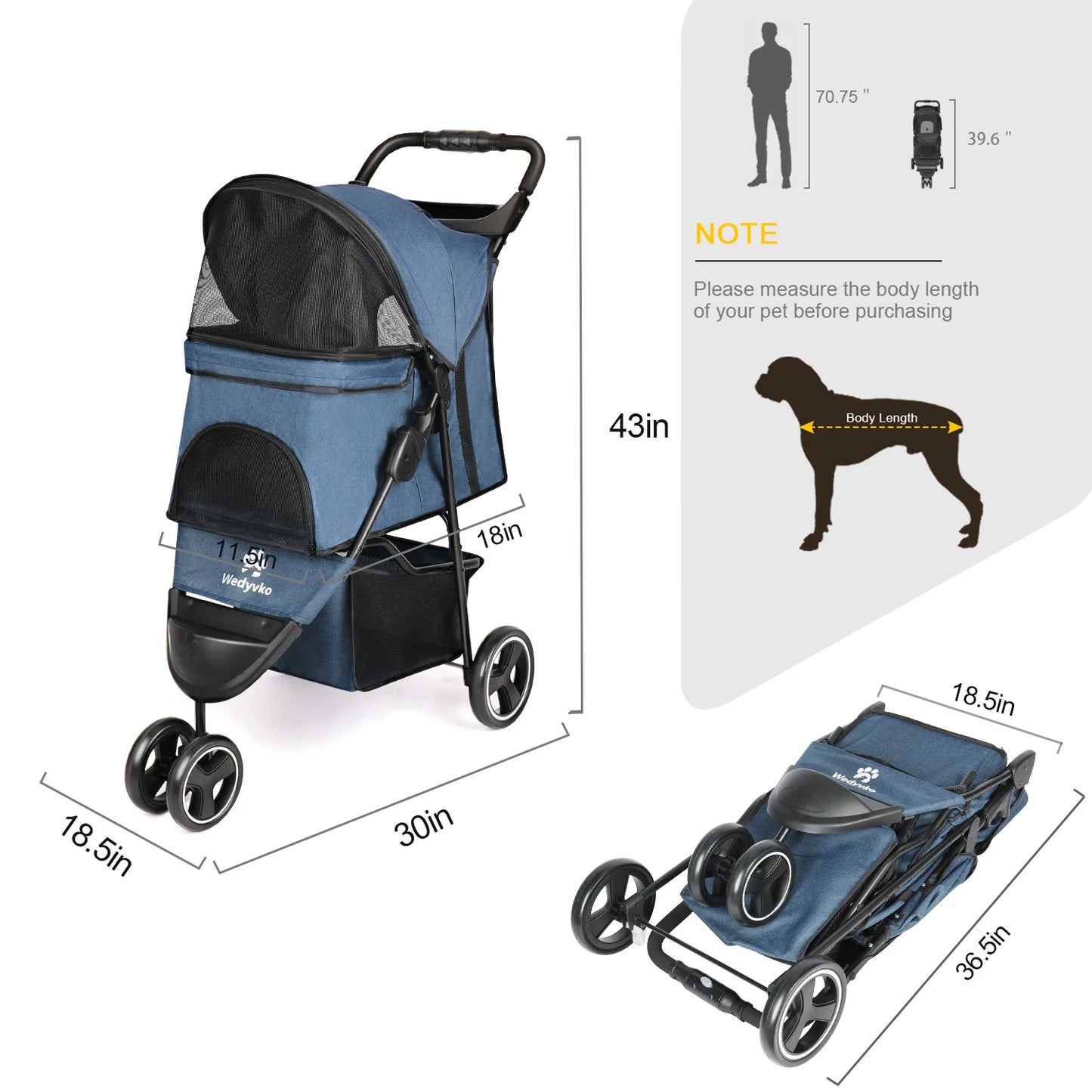 Breathable Dog Pushchair with Storage Basket 11