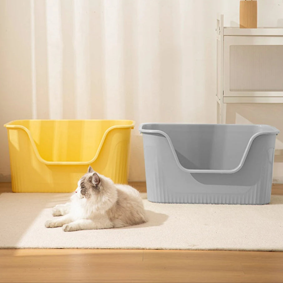 High-Sided Semi-Enclosed Cat Litter Box made from Durable Plastic | Scoop Included 9
