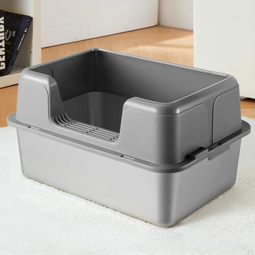 High-Sided Semi-Enclosed Cat Litter Box with Stainless Steel Litter Tray | Scoop Included 3