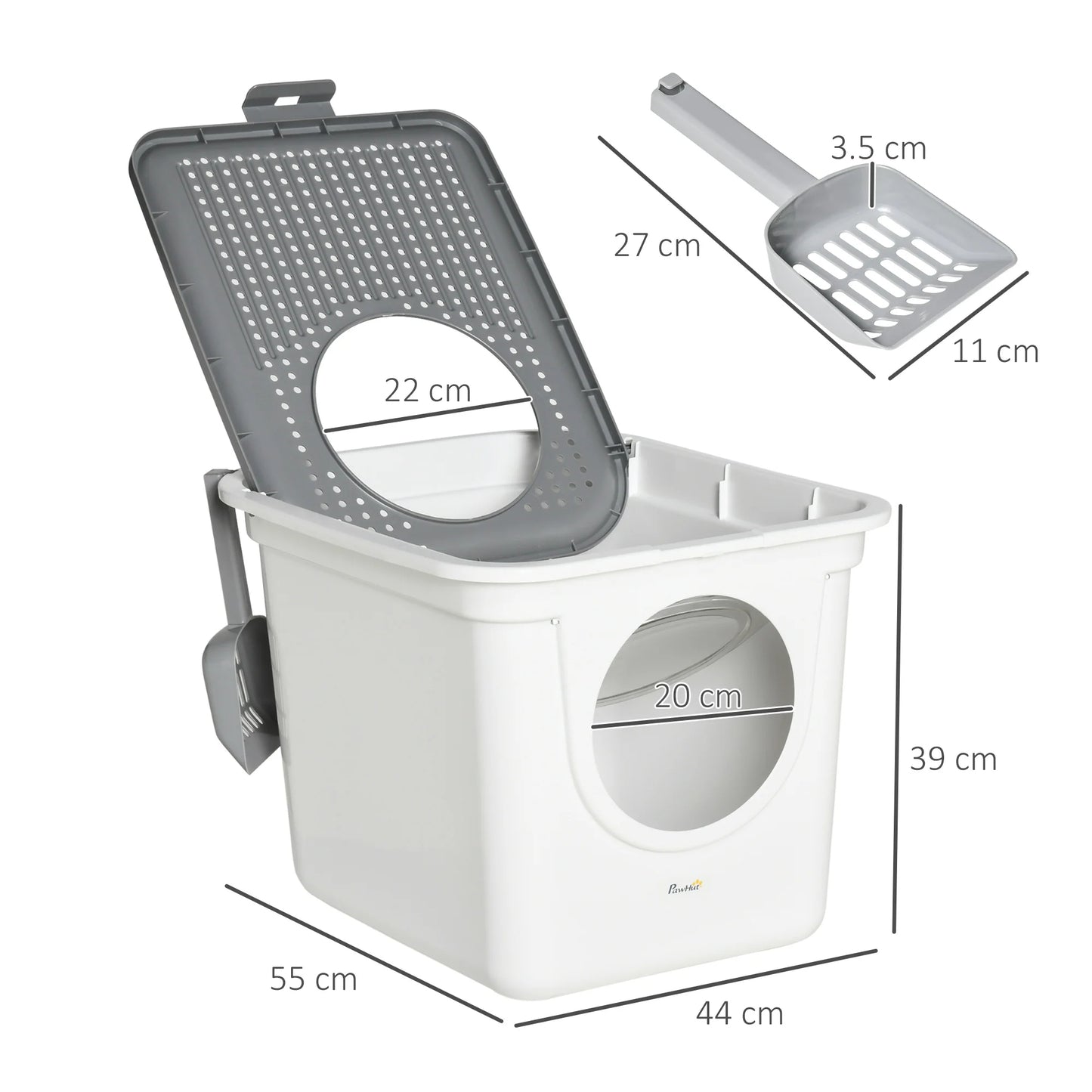 Flip-Top Enclosed Cat Litter Box with Bucket Design | Scoop Included 8