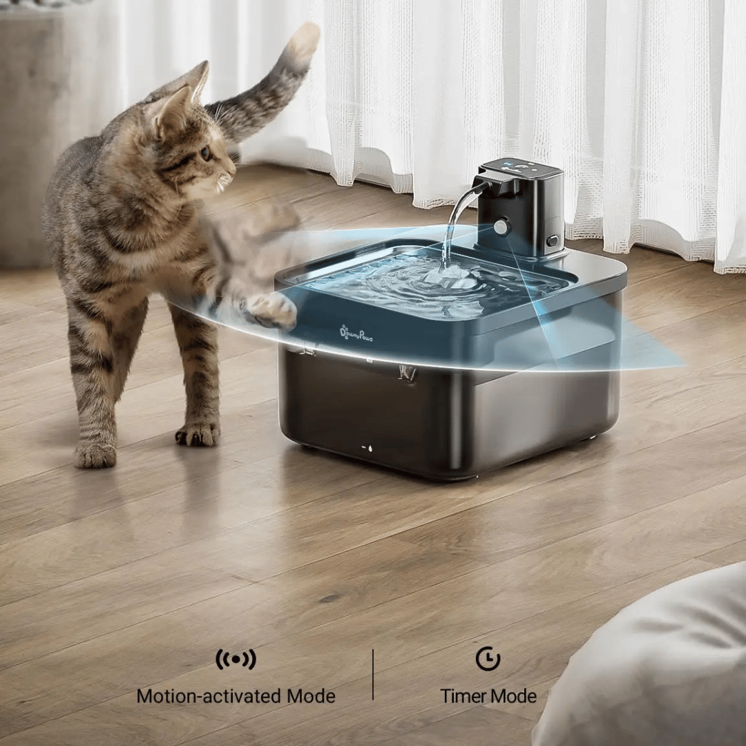 Quiet Cat Water Fountain with Automatic Sensor & 2.5L Stainless Steel Tray