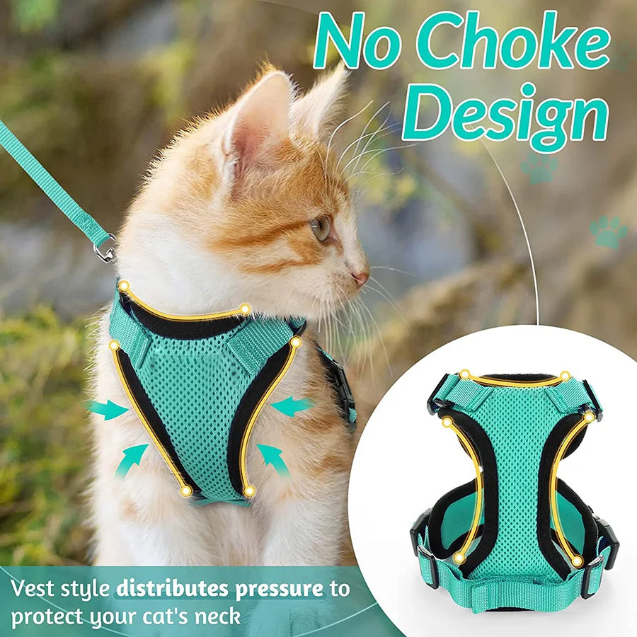 Easy-On-&-Off Soft Mesh Cat Harness & Leash Set 17