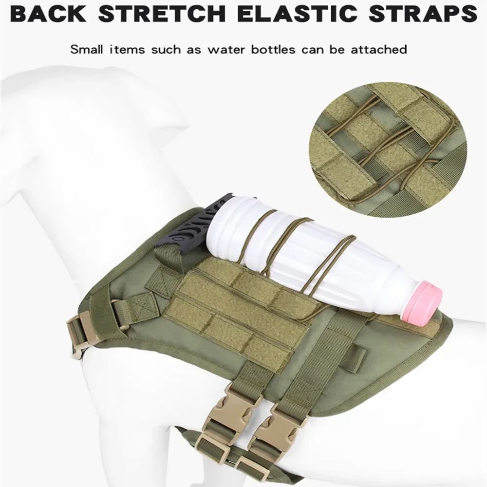 Robust Military-Style Dog Harness with Rubber Handle & Pouch | Tactical Dog Training Vest 15