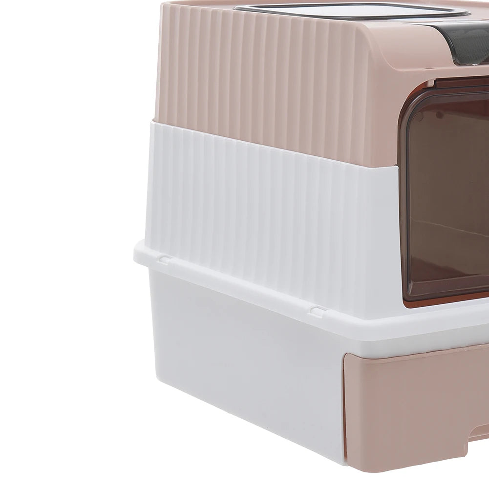 Enclosed Cat Litter Box with UV Sterilization, Pull-Out Tray & Double Entrance-Exit