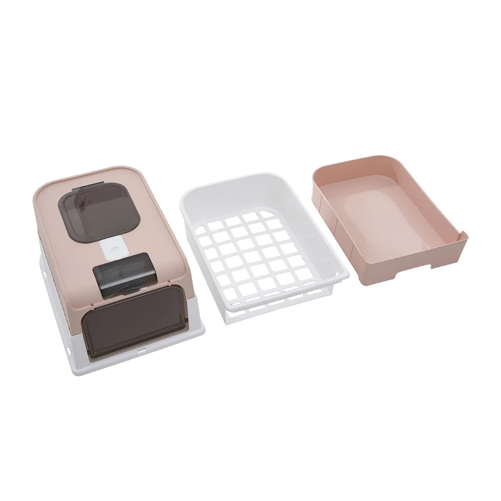 Enclosed Cat Litter Box with UV Sterilization, Pull-Out Tray & Double Entrance-Exit