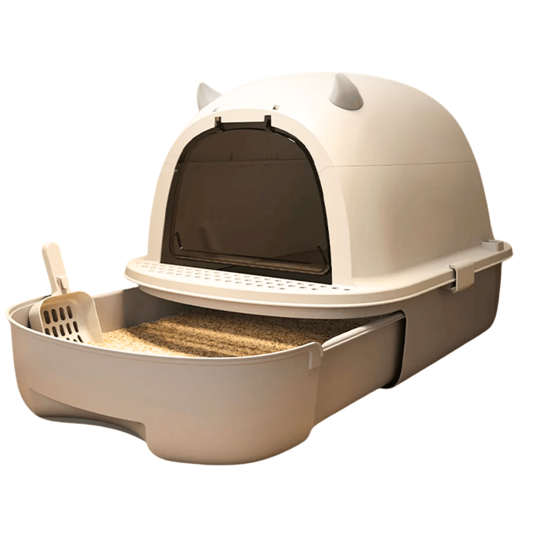 Enclosed Cat Litter Box with Swing Door & Pull-Out Tray Drawer | Scoop Included