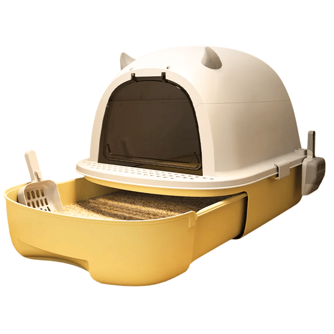 Enclosed Cat Litter Box with Swing Door & Pull-Out Tray Drawer | Scoop Included