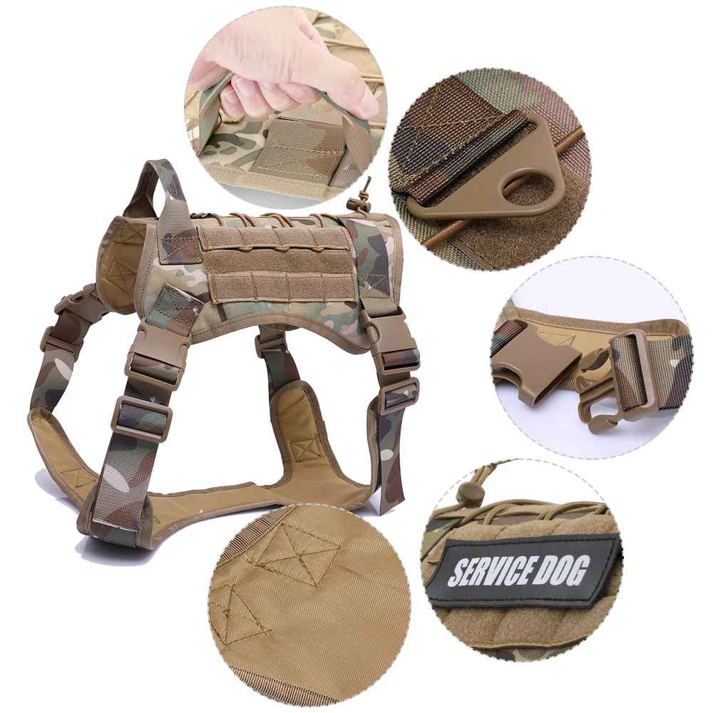 Large Dog Military-Style Dog Harness with Collar, Leash & Pouch Set | Tactical Dog Training Vest 9