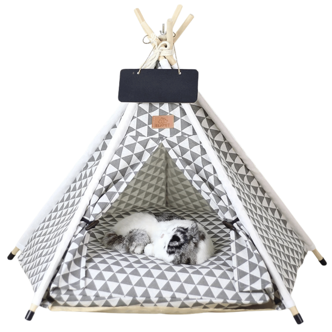 Cute Pet Bed Teepee Tent for Smaller Dogs & Cats with Washable Comfy Cushion
