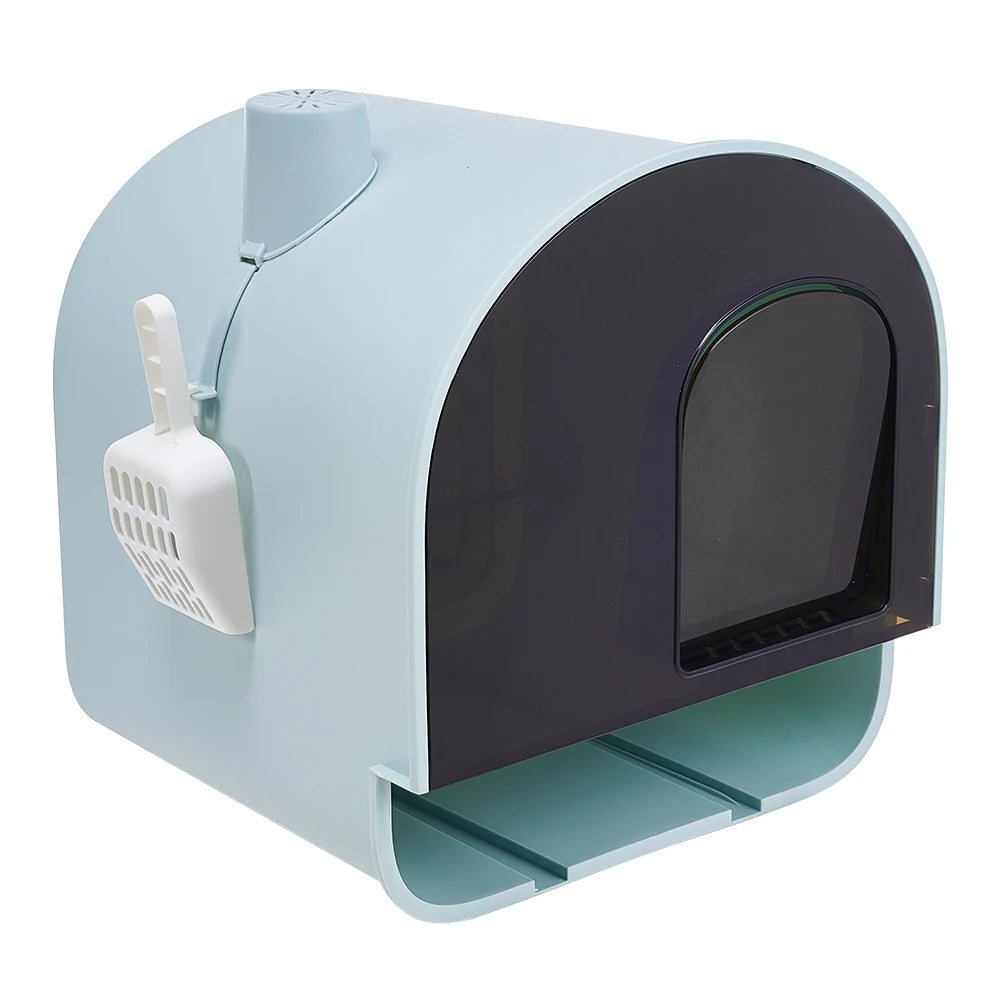 Aesthetic Cat Litter Box Enclosure with Pull-Out Tray, Front Entrance Spill-Pad & Scoop 5
