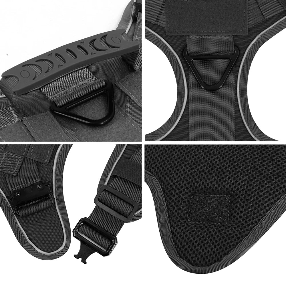 Sturdy Dog Harness with Reflective Piping & Metal Buckles | Tactical Dog Training Vest
