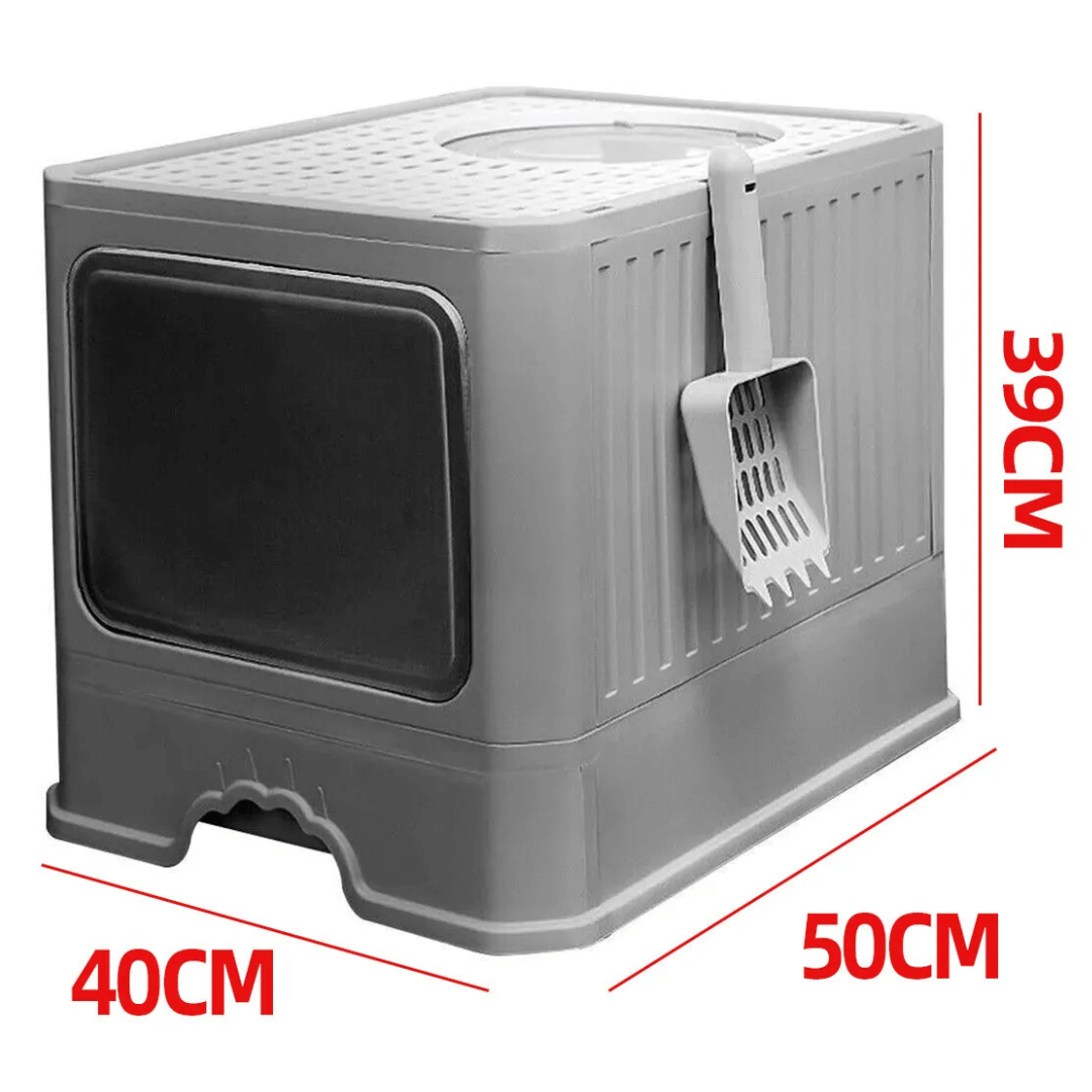 Spacious Front & Top Entry-Exit Enclosed Cat Litter Box with Slide-Out Tray & Scoop 8