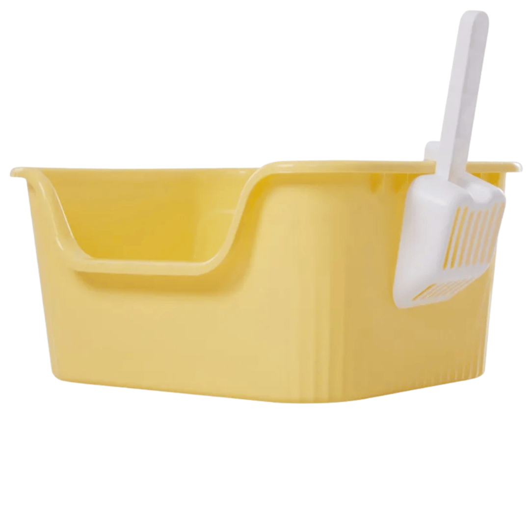 High-Sided Semi-Enclosed Cat Litter Box made from Durable Plastic | Scoop Included 6