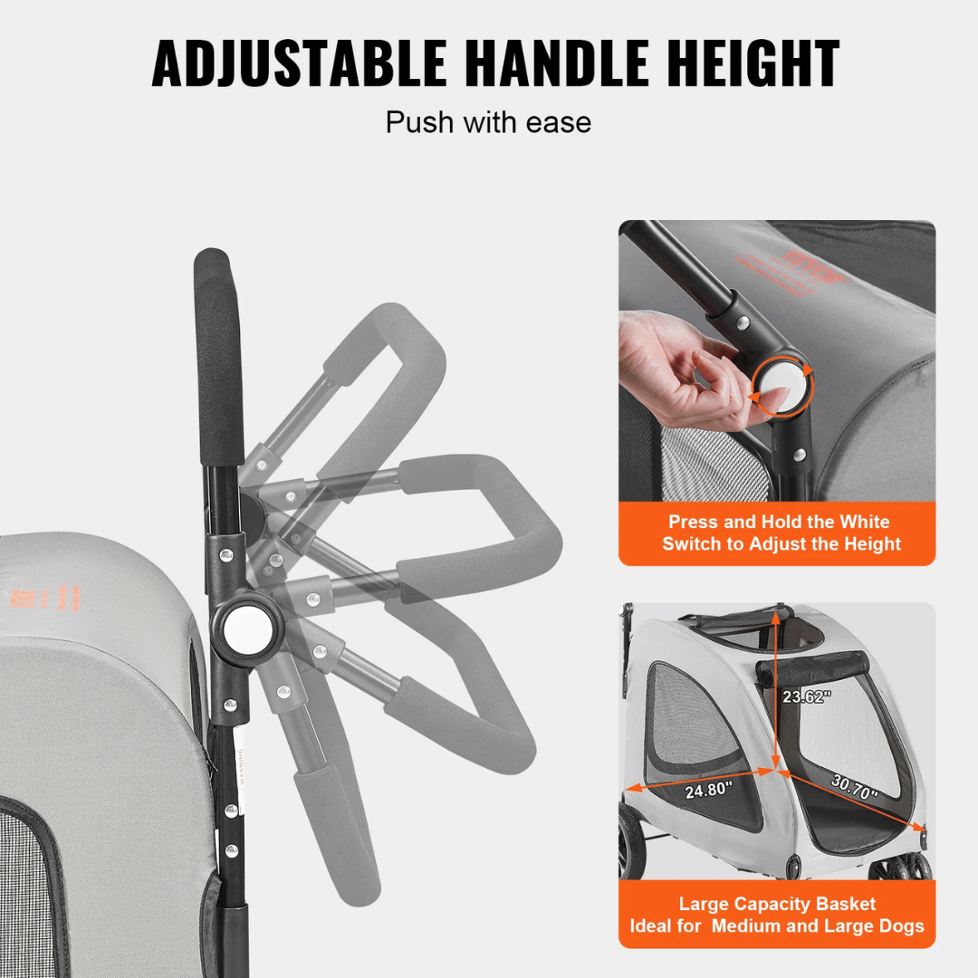 High Strength & Spacious Dog Stroller for Large Dogs up to 72kg 7