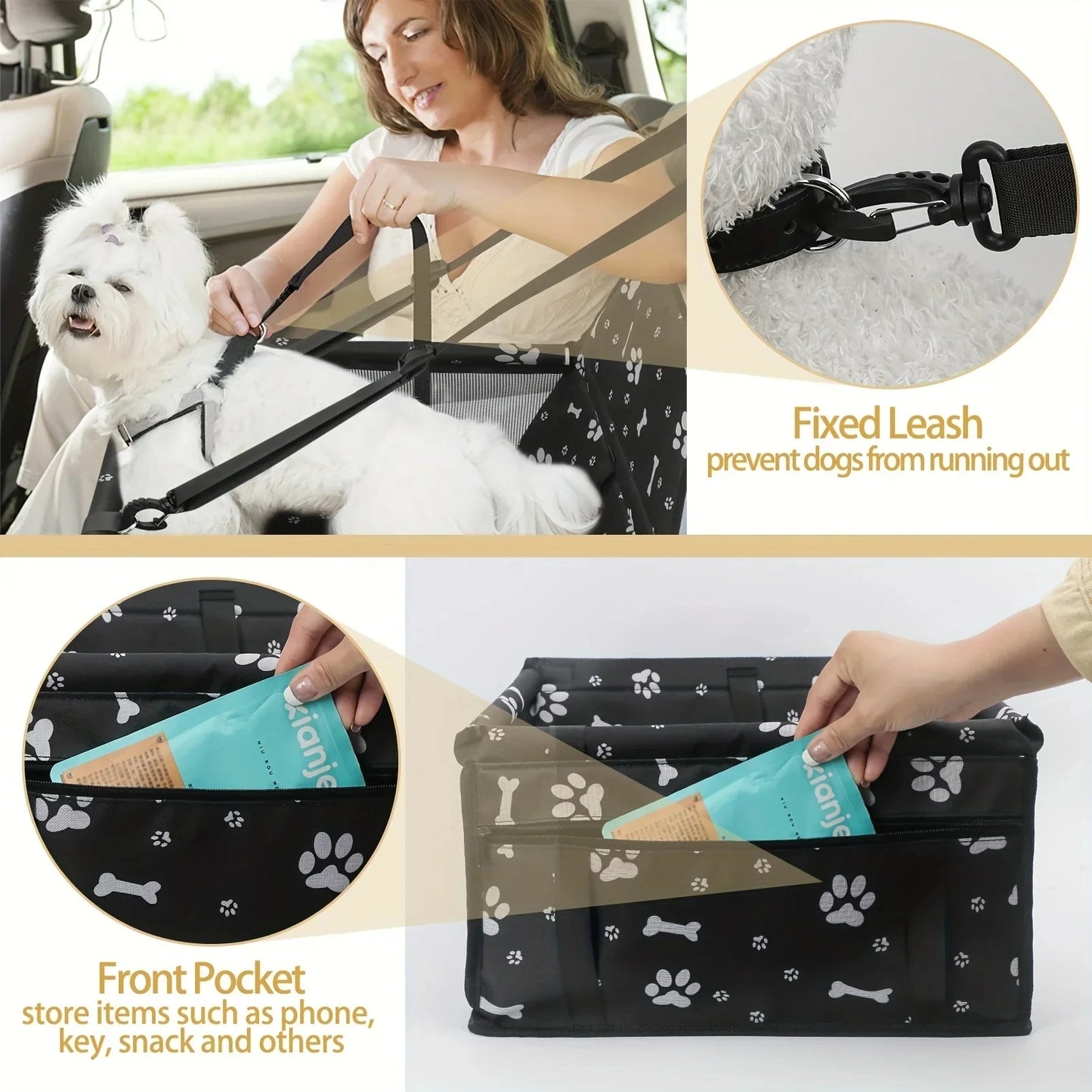Stable Quick-Release Dog Car Seat Basket with Breathable Mesh Sides 7
