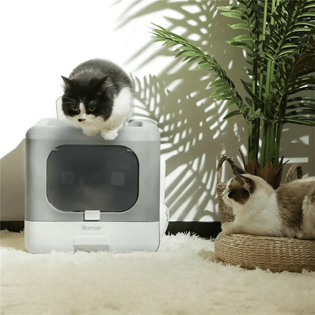 Dual-Entry Enclosed Cat Litter Box with Pull-Out Drawer Tray & Scoop 7