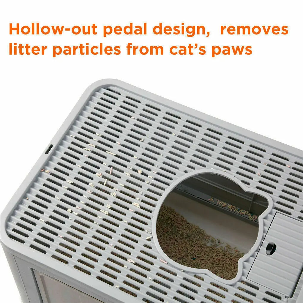Double Entry & Exit Enclosed Cat Litter Box with Drawer Tray & Scoop 6