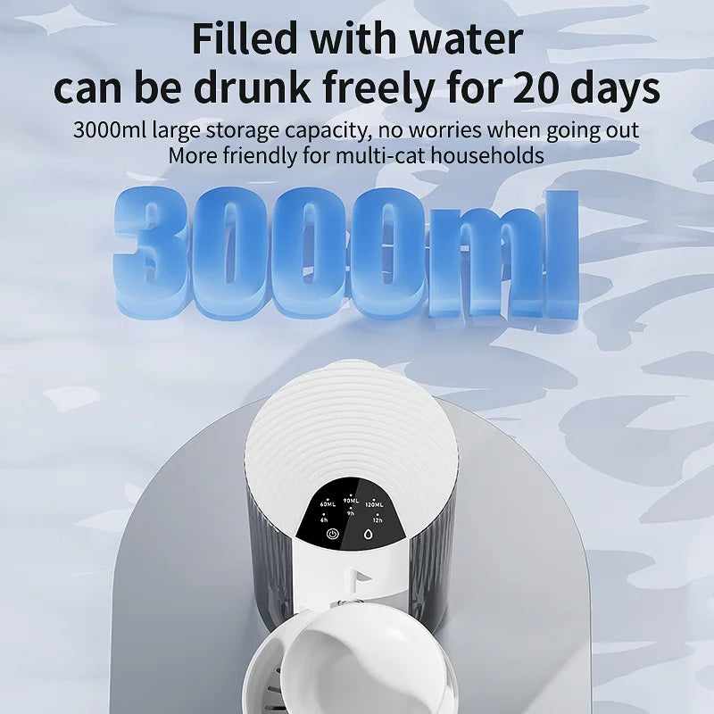 Automatic Cat Water Fountain with 3L Capacity & Low Noise | USB Rechargeable
