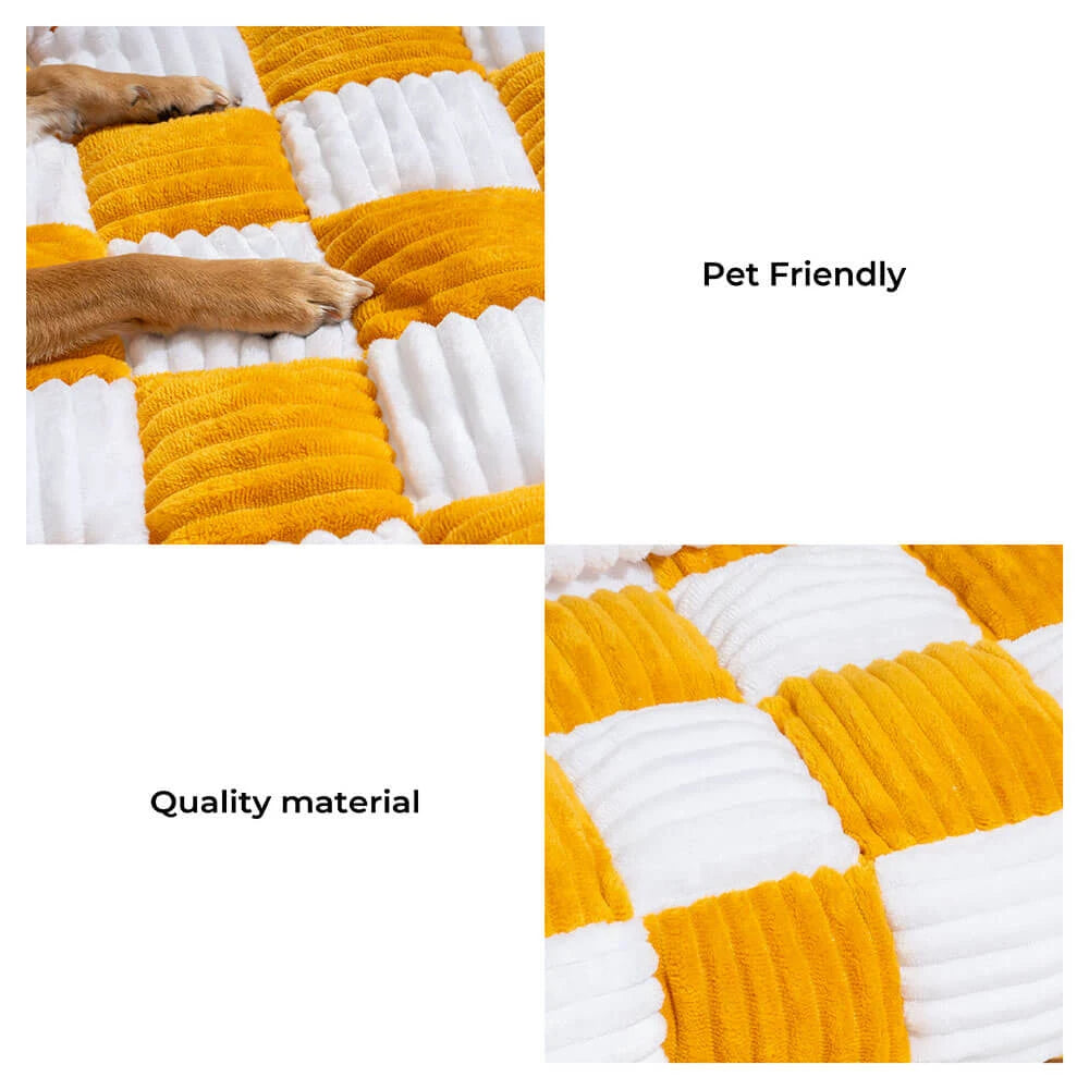 Cosy-Checkered Plush Dog Bed Sofa Protector with Bolster | For Smaller Dogs & Cats 14