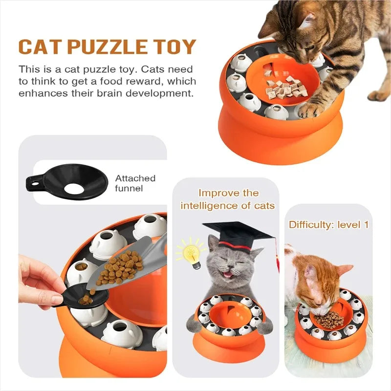 Multifunctional Slow Feeder Cat Puzzle Toy for Healthy Eating & Weight Loss