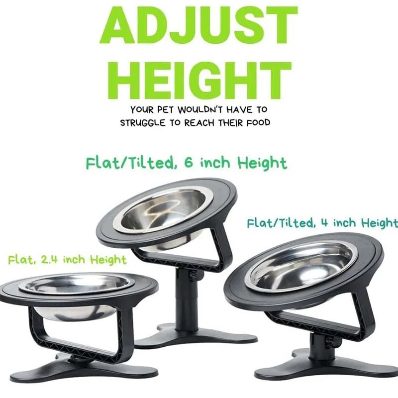 Adjustable Tilt & Height Raised Pet Bowl Stand with Stainless Steel Food Bowl 3