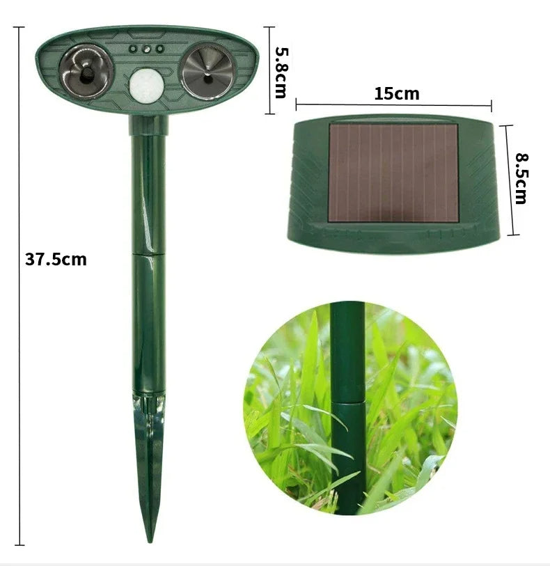 Outdoor Ultrasonic Pest Repeller with Safe Motion Sensor | Solar Garden Deterrent for Cats, Birds, Foxes & Rodents 15