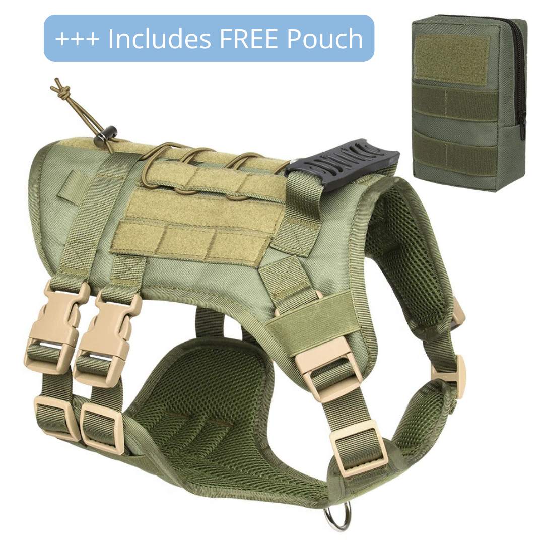 Robust Military-Style Dog Harness with Rubber Handle & Pouch | Tactical Dog Training Vest 23