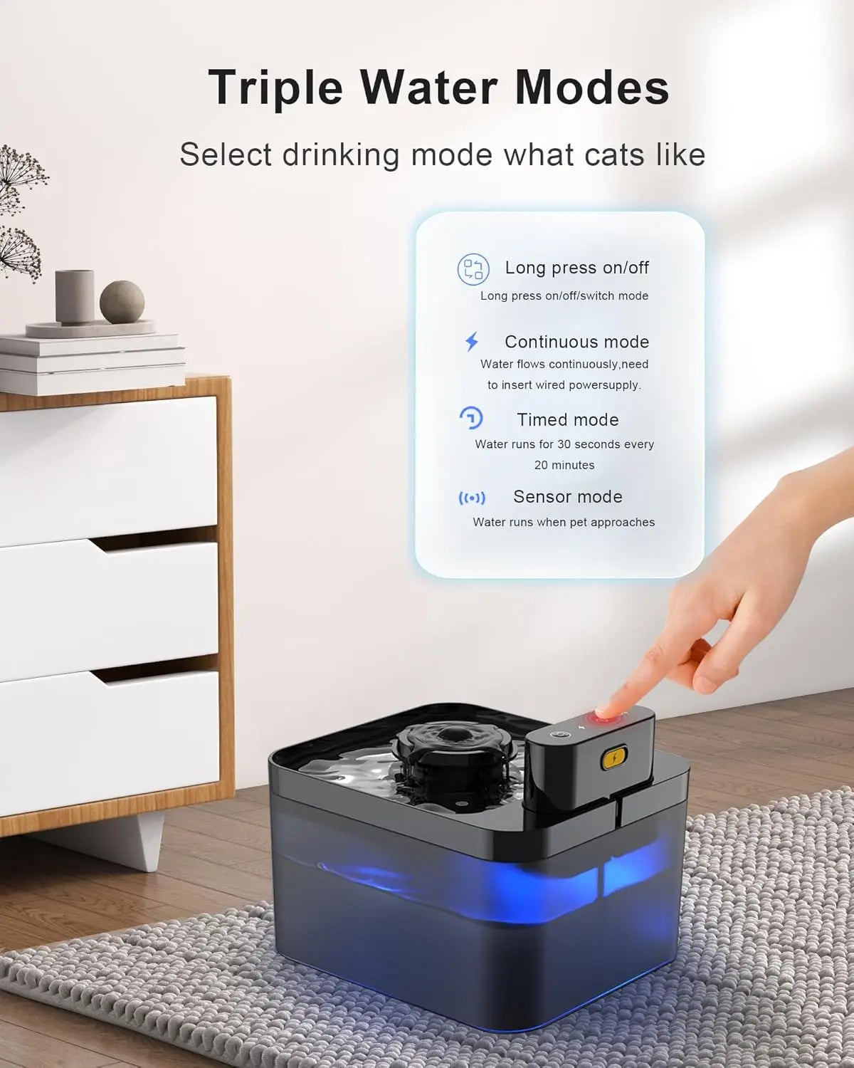 Wireless 2.2L Cat Water Fountain with Automatic Sensor | USB Rechargeable