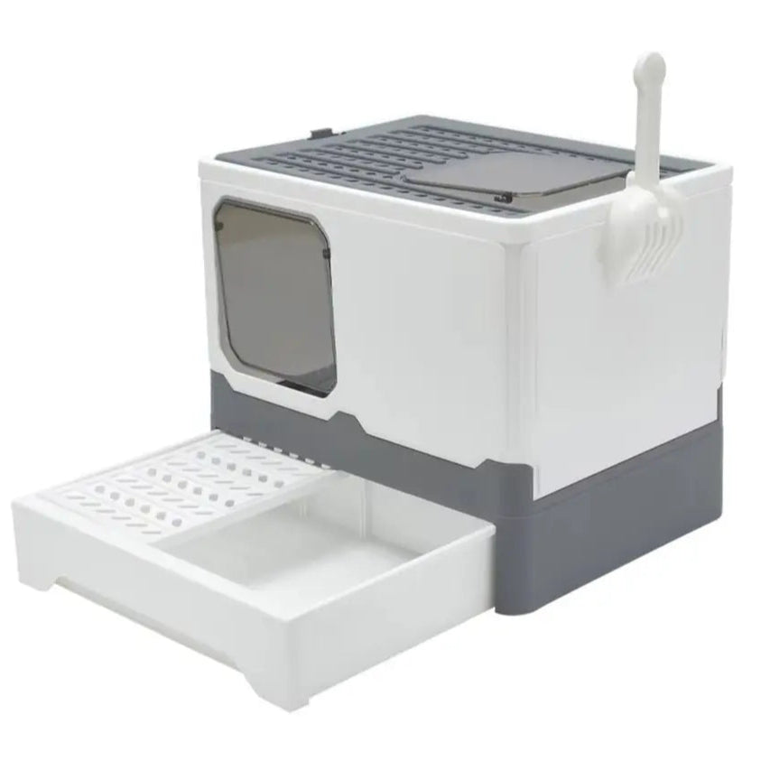 Enclosed Cat Litter Box with Pull-Out Tray & Double Entry 1