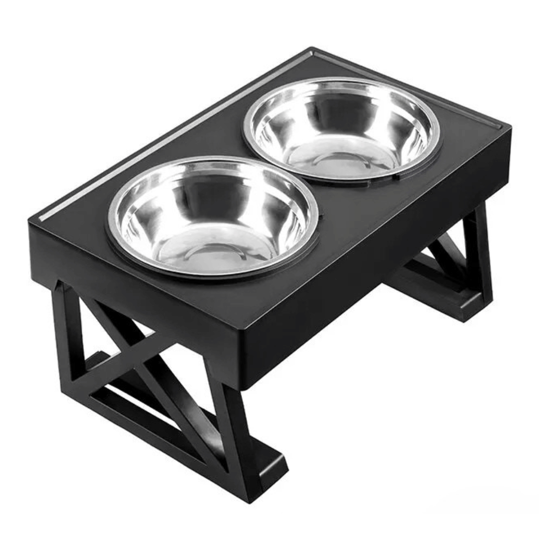 Adjustable Height & Tilt Raised Dog Bowl Stand with Stainless Steel & Slow-Feeding Dog Bowls 3