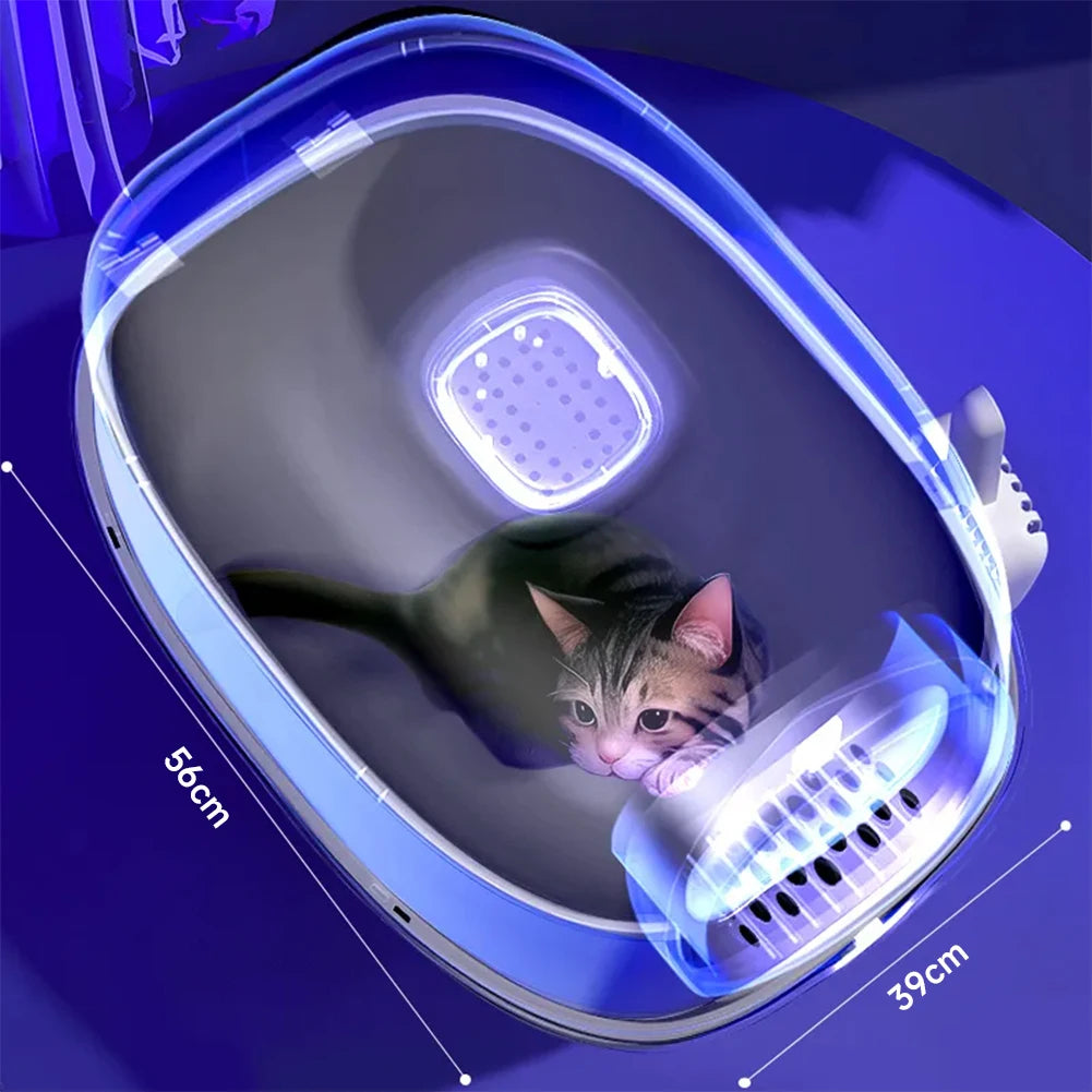 Spacious Enclosed Cat Litter Box with USB-Powered UV Sterilization Lamp & Stable Base