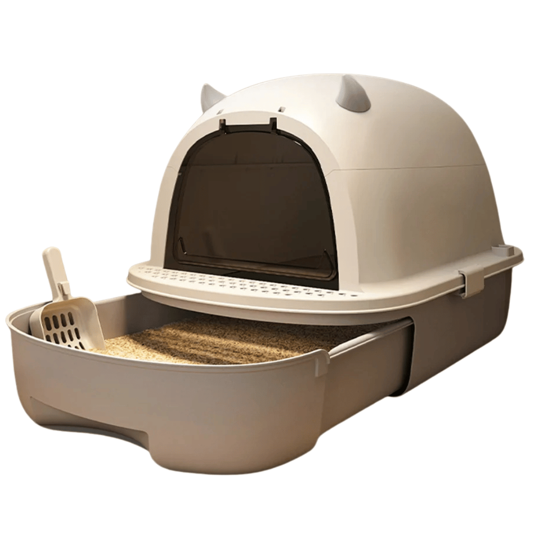 Enclosed Cat Litter Box with Swing Door & Pull-Out Tray Drawer | Scoop Included 1