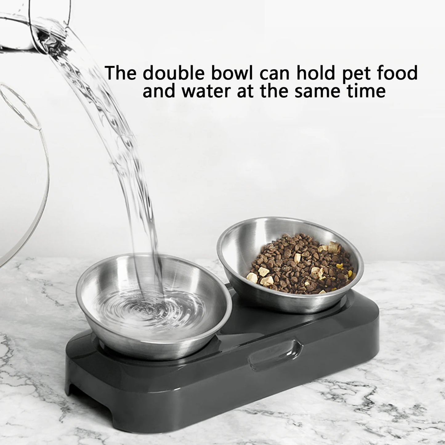 Raised & Tilted Cat & Puppy Feeding Station with Single or Double Stainless Steel Bowls 8