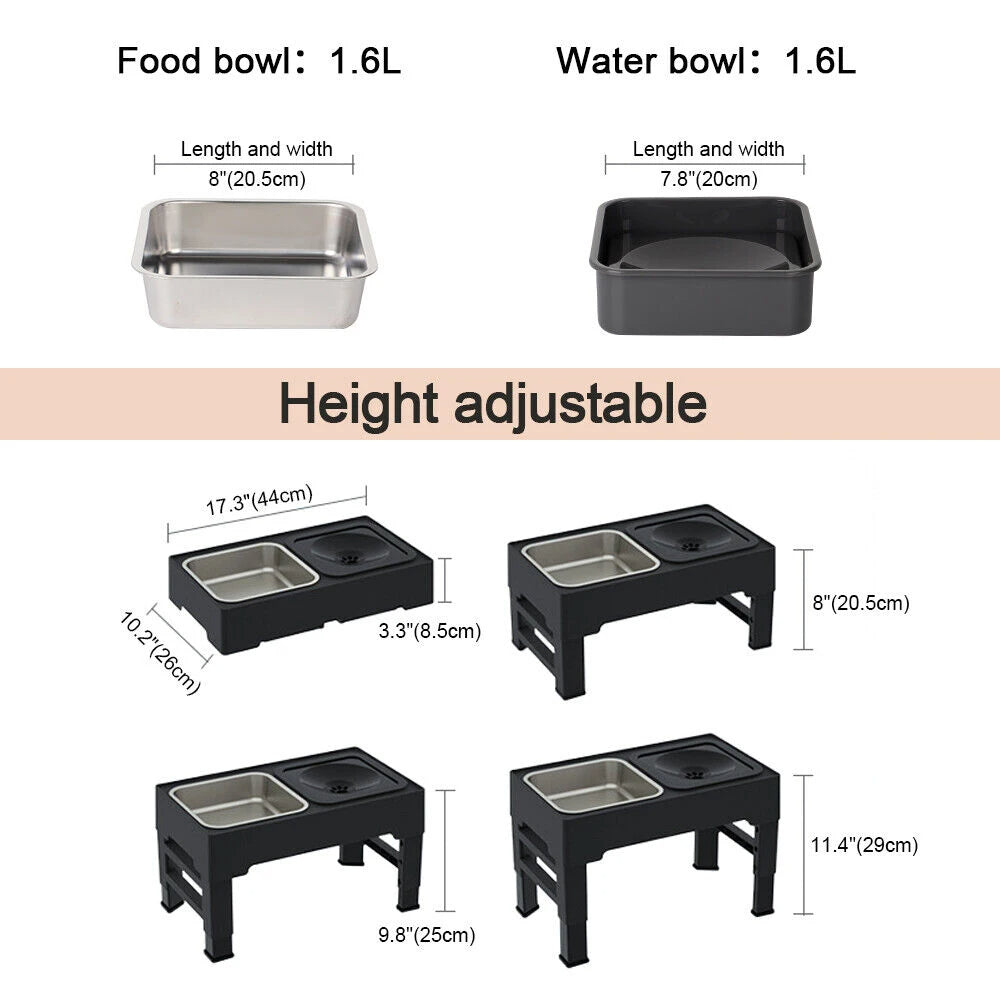 Sturdy & Adjustable Elevated Dog Feeding Station with 1.6L Stainless Steel Food Bowl & Spill-Resistant 1L Water Bowl 6